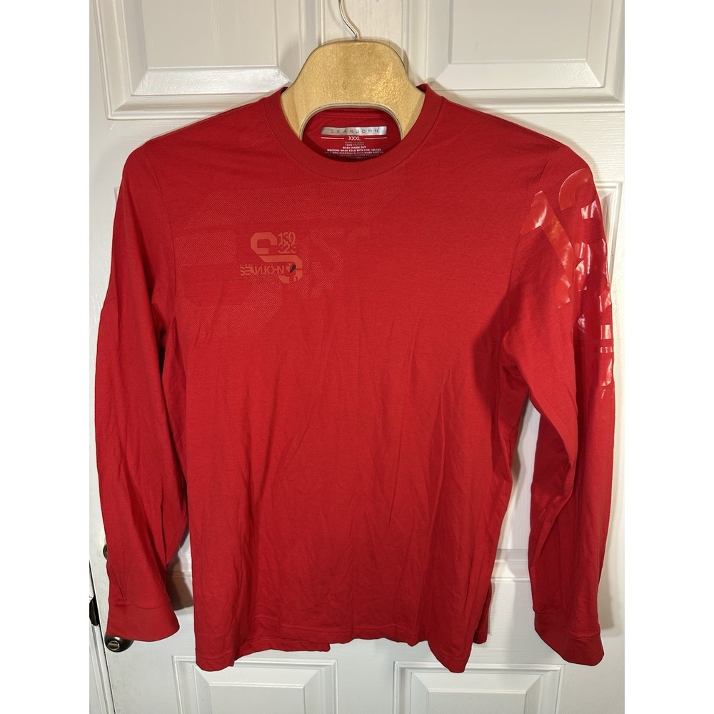 Sean John Mens 3XL Red Long Sleeve Graphic T Shirt Cotton Hip Hop Streetwear